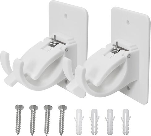 اكلايزر مجموعة واحدة من قطعتين من دعامة عمود الستارة العالمي ذاتية اللصق تثبت على الحائط (مع 4 براغي) لعمود بقطر 15 الى 60 ملم in Kuwait