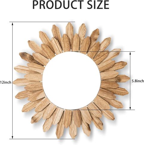مراة بوهو باطار خشبي بتصميم اشعة الشمس من زايكيكر، ديكور حائط لغرفة النوم وغرفة المعيشة in Kuwait