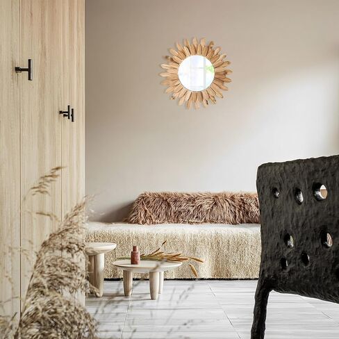 مراة بوهو باطار خشبي بتصميم اشعة الشمس من زايكيكر، ديكور حائط لغرفة النوم وغرفة المعيشة in Kuwait