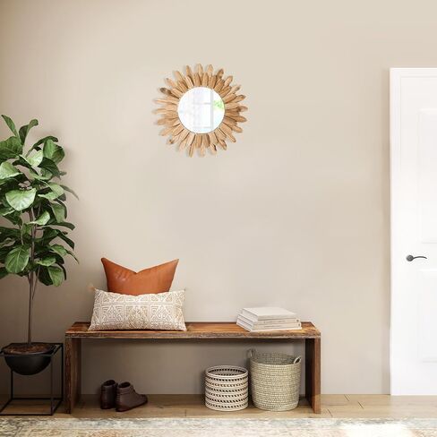 مراة بوهو باطار خشبي بتصميم اشعة الشمس من زايكيكر، ديكور حائط لغرفة النوم وغرفة المعيشة in Kuwait