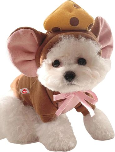 QWINEE Dog Hoodie Pets 3D Ear Design Clothes Dog Warm Sweatshirt Christmas Halloween Dog Costume for Small Medium Dogs Cats Puppy Kitten Brown XL in Saudi Arabia