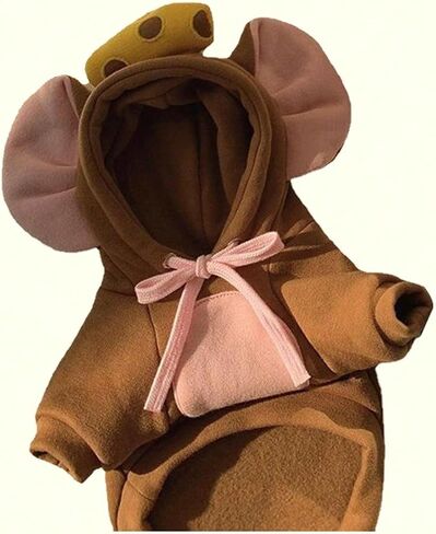 QWINEE Dog Hoodie Pets 3D Ear Design Clothes Dog Warm Sweatshirt Christmas Halloween Dog Costume for Small Medium Dogs Cats Puppy Kitten Brown XL in Saudi Arabia