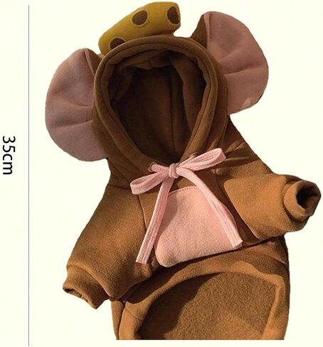QWINEE Dog Hoodie Pets 3D Ear Design Clothes Dog Warm Sweatshirt Christmas Halloween Dog Costume for Small Medium Dogs Cats Puppy Kitten Brown XL in Saudi Arabia