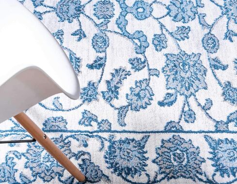 سجادة منطقة مجموعة بوسطن لوم الفريدة - زهور (5' 1 بوصة مستديرة، رمادي/عاجي) in Kuwait