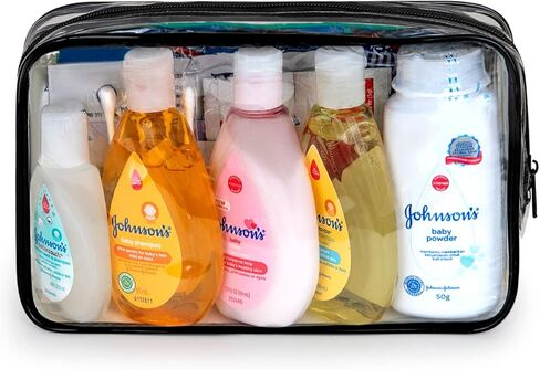 مجموعة أدوات الاستحمام الأساسية من Asom Baby Bath Essentials، مناديل شامبو وغسول وقت النوم، كريم الطفح الجلدي ومجموعة الترطيب، متوافقة مع TSA، أدوات زينة للأطفال خالية من المتاعب أثناء السفر. in Kuwait