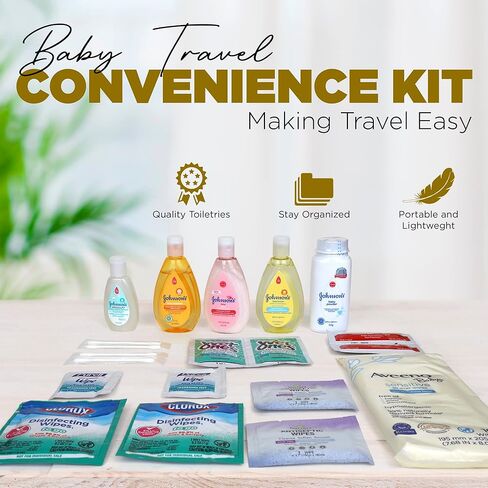 مجموعة أدوات الاستحمام الأساسية من Asom Baby Bath Essentials، مناديل شامبو وغسول وقت النوم، كريم الطفح الجلدي ومجموعة الترطيب، متوافقة مع TSA، أدوات زينة للأطفال خالية من المتاعب أثناء السفر. in Kuwait