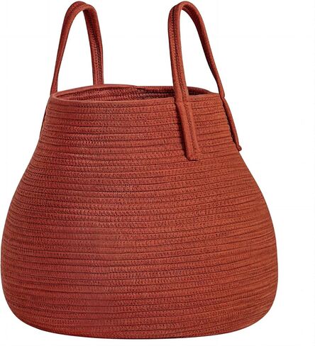 سلة تخزين بوهو متعددة الأغراض R RUNKA |18.1 بوصة × 15.7 بوصة| نسج حبل القطن الناعم | ديكور المنزل والتخزين في جهاز واحد | مثالية للبطانيات والوسائد| سلة غسيل الحضانة | بني محمر in Kuwait