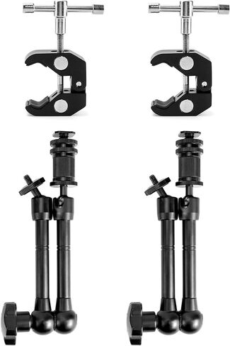 QWORK ذراع مفصلي قابل للتعديل ومشبك كبير جدًا، مجموعتان 11 بوصة ذراع سحري للاحتكاك وحامل هاتف محمول بمشبك كاميرا فائق in Kuwait