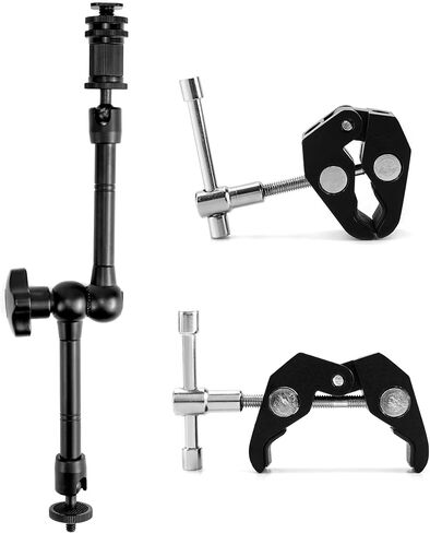 QWORK ذراع مفصلي قابل للتعديل ومشبك كبير جدًا، مجموعتان 11 بوصة ذراع سحري للاحتكاك وحامل هاتف محمول بمشبك كاميرا فائق in Kuwait