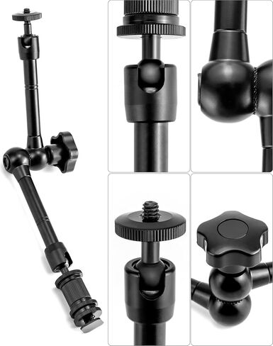 QWORK ذراع مفصلي قابل للتعديل ومشبك كبير جدًا، مجموعتان 11 بوصة ذراع سحري للاحتكاك وحامل هاتف محمول بمشبك كاميرا فائق in Kuwait