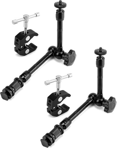 QWORK ذراع مفصلي قابل للتعديل ومشبك كبير جدًا، مجموعتان 11 بوصة ذراع سحري للاحتكاك وحامل هاتف محمول بمشبك كاميرا فائق in Kuwait