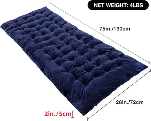 Stonehomy 2-3 Inches Thicker Comfortable Cotton Sleeping Cot Pad Mattress, Navy Blue/Gray/Brown in Kuwait
