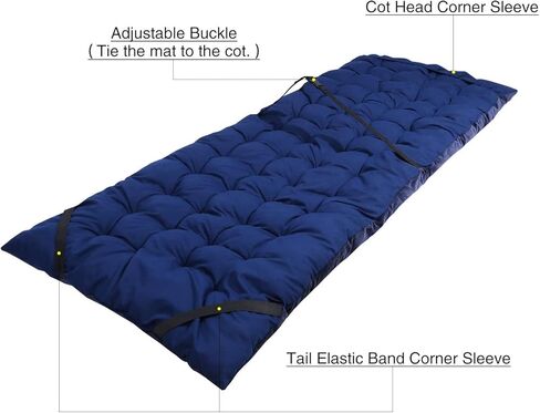 Stonehomy 2-3 Inches Thicker Comfortable Cotton Sleeping Cot Pad Mattress, Navy Blue/Gray/Brown in Kuwait