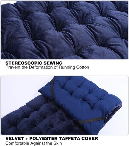 Stonehomy 2-3 Inches Thicker Comfortable Cotton Sleeping Cot Pad Mattress, Navy Blue/Gray/Brown in Kuwait