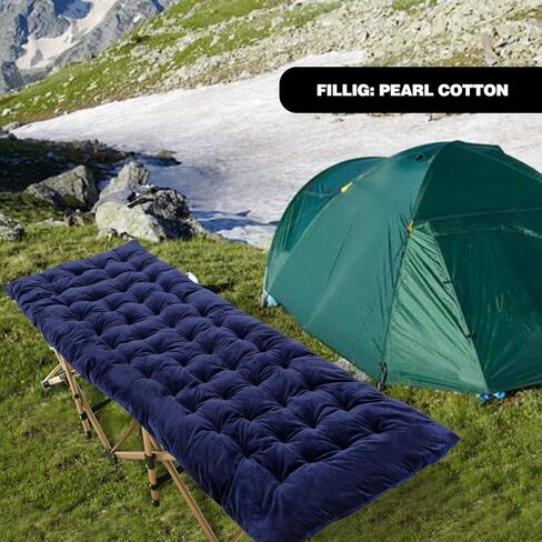 Stonehomy 2-3 Inches Thicker Comfortable Cotton Sleeping Cot Pad Mattress, Navy Blue/Gray/Brown in Kuwait