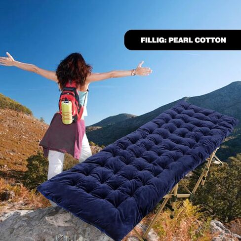 Stonehomy 2-3 Inches Thicker Comfortable Cotton Sleeping Cot Pad Mattress, Navy Blue/Gray/Brown in Kuwait