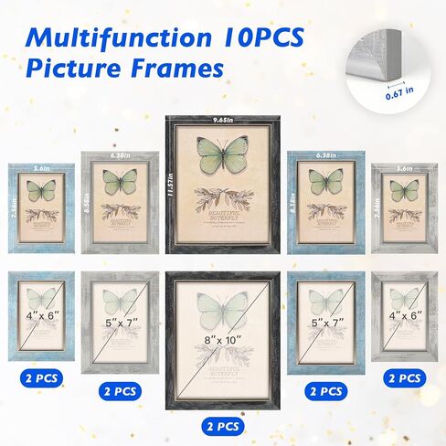 XUANLUO إطارات الصور 10 حزمة معرض الكولاج مجموعة ديكور الحائط مع إطار الصورة 4x6 5x7 8x10 لسطح الطاولة أو التركيب in Kuwait