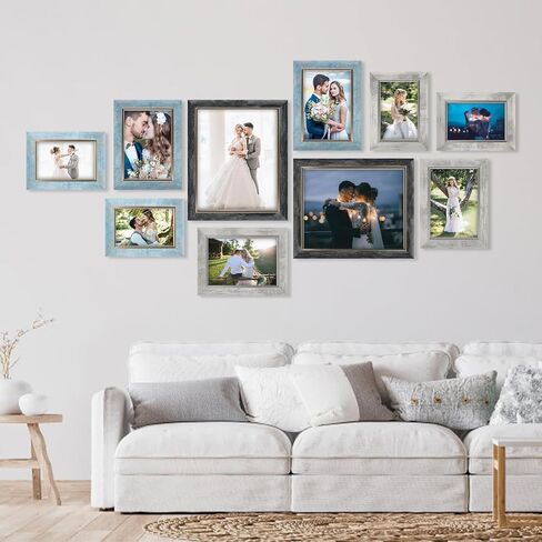 XUANLUO إطارات الصور 10 حزمة معرض الكولاج مجموعة ديكور الحائط مع إطار الصورة 4x6 5x7 8x10 لسطح الطاولة أو التركيب in Kuwait