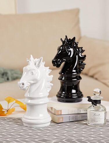 Modern Sculpture Decor Chess Statue Gifts Table Centerpiece Crafts Polyresin Home Arts Black 10inch in Saudi Arabia
