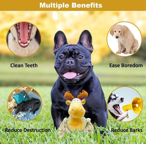 SUNKYPUP Dog Squeaky Toys, Stuffed Dog Toys for Small Medium Large Dogs, Squeaky Dog Chew Toy with Cotton Rope, Interactive Tough Plush Squeaky Rope Toys in Saudi Arabia