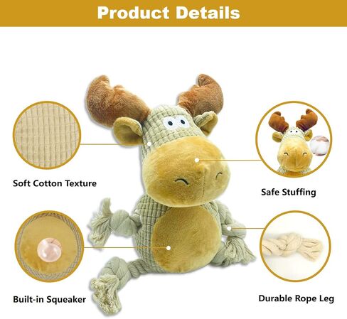 SUNKYPUP Dog Squeaky Toys, Stuffed Dog Toys for Small Medium Large Dogs, Squeaky Dog Chew Toy with Cotton Rope, Interactive Tough Plush Squeaky Rope Toys in Saudi Arabia