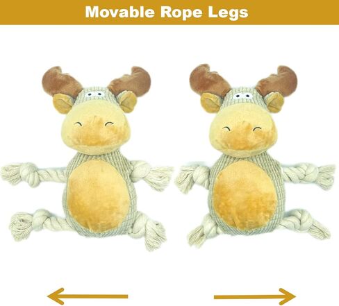 SUNKYPUP Dog Squeaky Toys, Stuffed Dog Toys for Small Medium Large Dogs, Squeaky Dog Chew Toy with Cotton Rope, Interactive Tough Plush Squeaky Rope Toys in Saudi Arabia