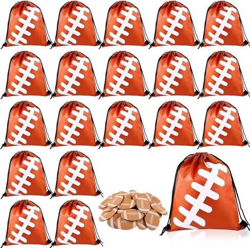 MAKCNMYM 20 Pack Drawstring Bags Gym Backpack with 50 Football Sports Stickers Small Gym Sackpack Storage cinch Bag Youth Football Party Favors Gifts Goodie Bags for Competition, Training, Softball in Kuwait