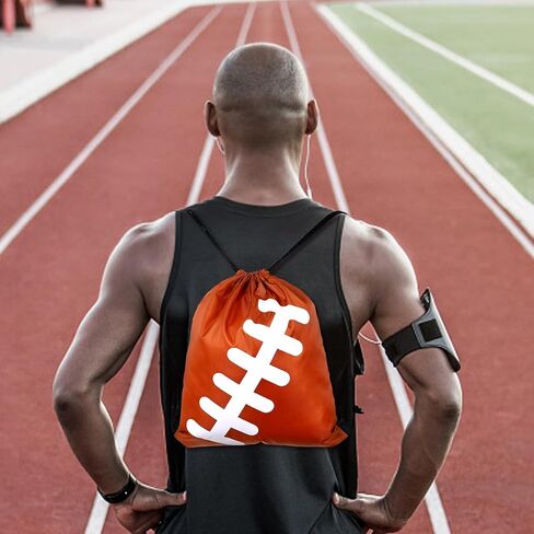 MAKCNMYM 20 Pack Drawstring Bags Gym Backpack with 50 Football Sports Stickers Small Gym Sackpack Storage cinch Bag Youth Football Party Favors Gifts Goodie Bags for Competition, Training, Softball in Kuwait