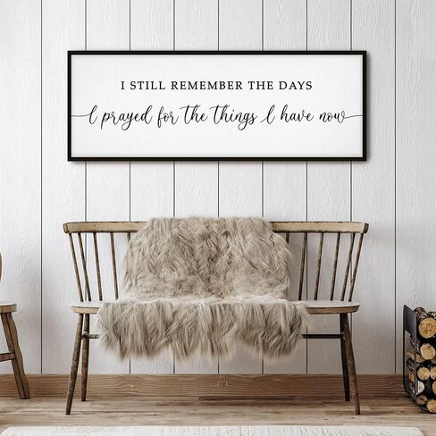 GraceView Wall Art - I Still Remember When I Prayed for This Inspirational Premium Canvas Decor, 42x15 inches, Black (Minimalist/Modern, Living Room, Lightweight, Watercolor Wall Hanging Decor) in Kuwait