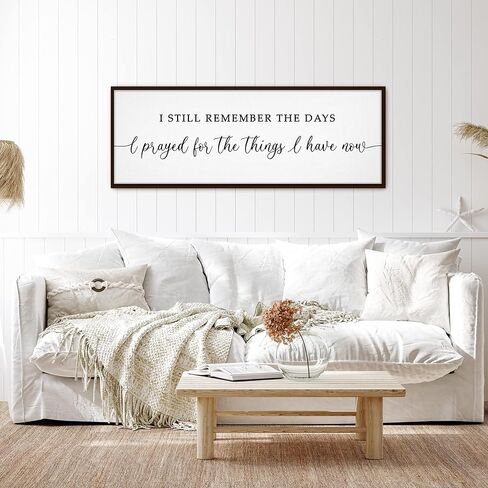 GraceView Wall Art - I Still Remember When I Prayed for This Inspirational Premium Canvas Decor, 42x15 inches, Black (Minimalist/Modern, Living Room, Lightweight, Watercolor Wall Hanging Decor) in Kuwait