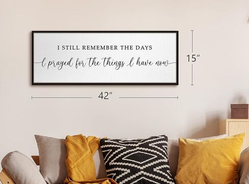 GraceView Wall Art - I Still Remember When I Prayed for This Inspirational Premium Canvas Decor, 42x15 inches, Black (Minimalist/Modern, Living Room, Lightweight, Watercolor Wall Hanging Decor) in Kuwait
