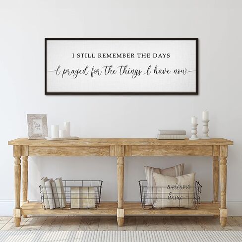 GraceView Wall Art - I Still Remember When I Prayed for This Inspirational Premium Canvas Decor, 42x15 inches, Black (Minimalist/Modern, Living Room, Lightweight, Watercolor Wall Hanging Decor) in Kuwait