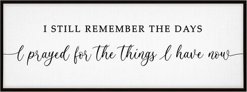 GraceView Wall Art - I Still Remember When I Prayed for This Inspirational Premium Canvas Decor, 42x15 inches, Black (Minimalist/Modern, Living Room, Lightweight, Watercolor Wall Hanging Decor) in Kuwait