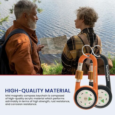 2 Pack Carabiner Clip On Compass Hiking - Compact Compass Keychain Backpacks | Small Pocket Magnetic Compass Keychain for Kids - Twist Lock | Keyring Keychains Outdoor Survival Camping in Kuwait