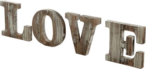 MyGift Decorative Torched Wood LOVE Cut Out Letters Sign for Wedding Decor, Standing Wooden Word Art Sign for Dorm Decoration, Anniversary, Valentine's Day in Saudi Arabia