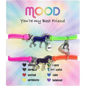 tenghong2021 Color Changing Bracelet Cute Cat Animal Flower Dinosaur Horse Mermaid Temperature Sensing Mood Bracelet with Card Best Gift for Friends Birthday Christmas