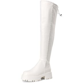 DREAM PAIRS Women's Platform Over The Knee Boots Lug Sole Round Toe Thigh High Long Chunky Block Heels Fall Boots