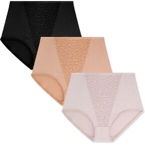 Rene Rofe 3 Pack Tummy Smoothing Briefs - High Waist Light Control Briefs for Women