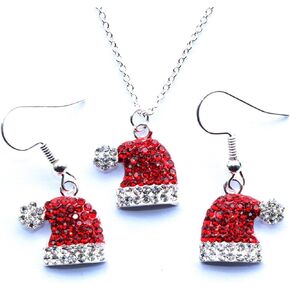Red Crystal Bell Christmas Hat Earrings Santa Claus Christmas Tree Dangle Earrings Asymmetric Elk Santa Hat Butterfly Bell Christmas Earrings Rhinestone Christmas Stud Earrings for Women Teen Girls in Kuwait
