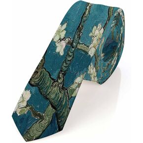 Yakuna White Floral Mens Tie Botanical Romantic Printed Floral Men's Necktie Ties for Mens Daily Wedding Party Business