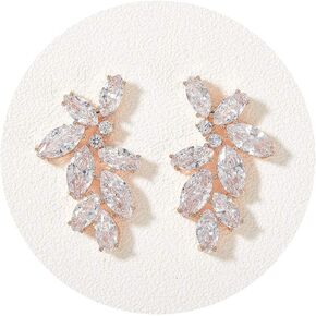 SWEETV Marquise Wedding Bridal Earrings for Brides Bridesmaids, Crystal Cubic Zirconia Cluster Stud Earrings for Women, Prom Party Jewelry Gifts