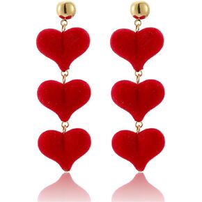 ONLYJUMP Valentines Day Earrings for Women Girls Unique Red Enamel Love Heart Dangle Earrings 14K Gold Plated Red Heart Drop Earrings Delicate Minimal Jewelry Gifts in Saudi Arabia