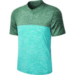 TAPULCO Collarless Golf Shirts for Men Quick Dry Color Block Breathable Soft Athletic Casual Daily T-Shirts in Kuwait