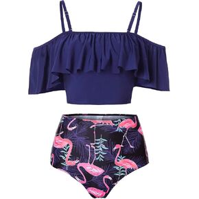 Kaei&Shi High Waisted Flounce Bikini Set,Tummy Control Swimsuits for Women,Off Shoulder in Saudi Arabia