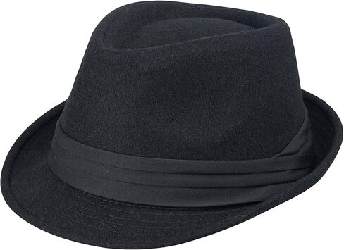 Mens Classic Plaid Manhattan Structured Gangster Trilby Fedora Hat Cuban Style Derby Hat Jazz Cap (Size M-L/7 1/4) in Kuwait