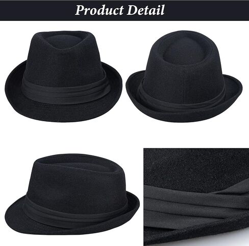 Mens Classic Plaid Manhattan Structured Gangster Trilby Fedora Hat Cuban Style Derby Hat Jazz Cap (Size M-L/7 1/4) in Kuwait