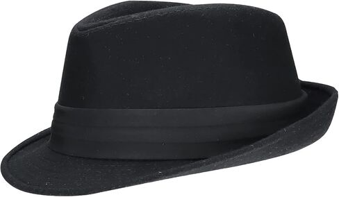 Mens Classic Plaid Manhattan Structured Gangster Trilby Fedora Hat Cuban Style Derby Hat Jazz Cap (Size M-L/7 1/4) in Kuwait