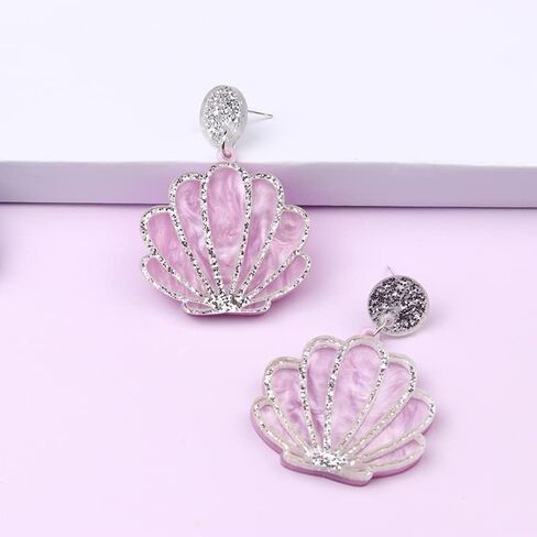 RUIZHEN Acrylic Sea Shell Nautical Sea Beach Stud Earrings Summer Beach Earrings for Women Girls in Kuwait