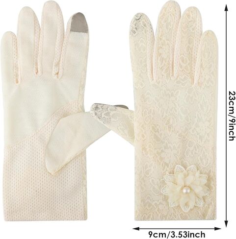 قفازات دانتيل قصيرة للسيدات، قفازات دانتيل زهرية، قفازات حفلات الشاي، قفازات الزفاف لحفلات الأوبرا وحفلات الهالوين التنكرية in Kuwait