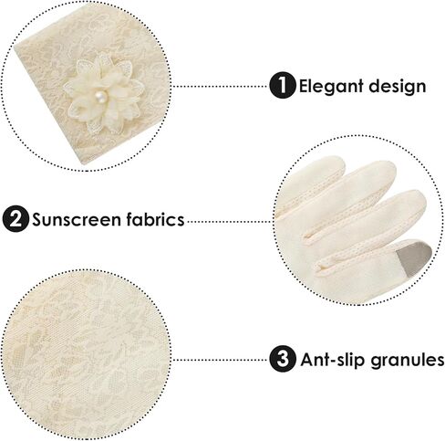 قفازات دانتيل قصيرة للسيدات، قفازات دانتيل زهرية، قفازات حفلات الشاي، قفازات الزفاف لحفلات الأوبرا وحفلات الهالوين التنكرية in Kuwait